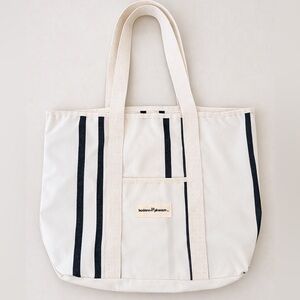 Business & Pleasure The Beach Bag Vintage Black Stripe Canvas Beach Tote